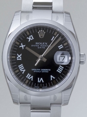 Rolex Date Mens 115200 Black Dial Watch