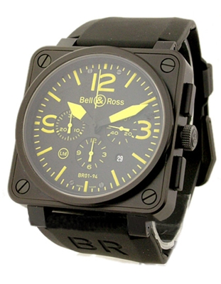 Bell & Ross BR01 BR-01-94-BLK-SBLA-YEL Mens Watch