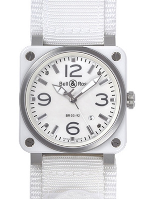 Bell & Ross BR03 BR03-92 WHITE CERAMIC Mens Watch