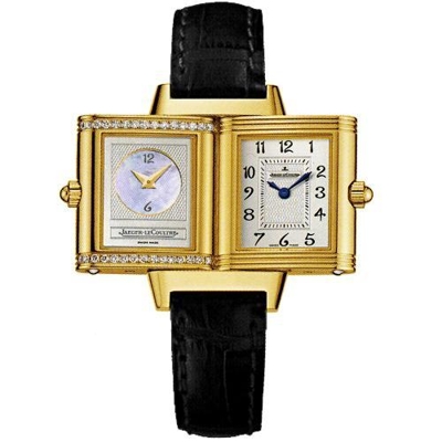 Jaeger LeCoultre Reverso - Ladies Duetto Black Band Watch