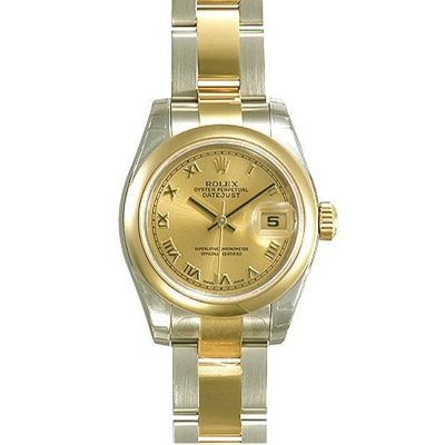 Rolex Datejust Ladies 179163 Gold Dial Watch