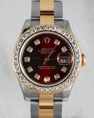 Rolex Datejust Ladies 179173 Red Dial Watch