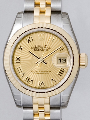 Rolex Datejust Ladies 179173 Yellow Dial Watch