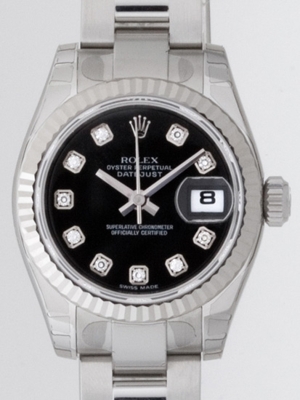 Rolex Datejust Ladies 179174 Black Dial Watch