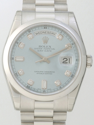 Rolex President Men's 118206 Blue Dial Watch
