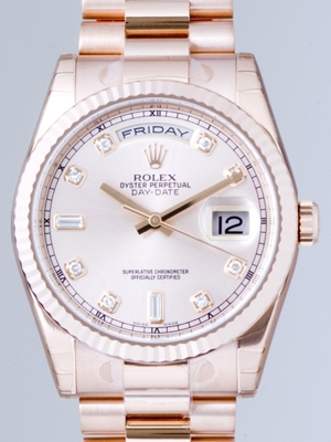 Rolex President Men's 118235 Rose Dial Watch
